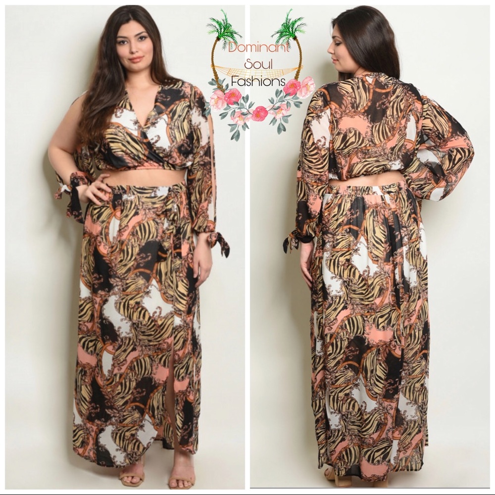 Hawaiian Long Sleeve skirt Set
